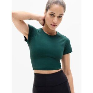 Athleta M Momentum Flex Crop Tee Pine Green Medium
